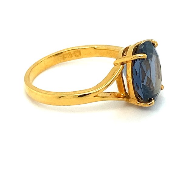 Certified Blue Spinel 5.04ct Solid 22K Gold Ring - Picture 3 of 8